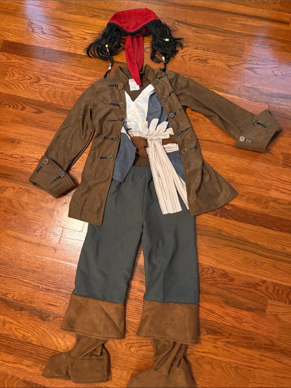 Disney Kid’s Pirate Costume Set in Brown and Grey with red accents